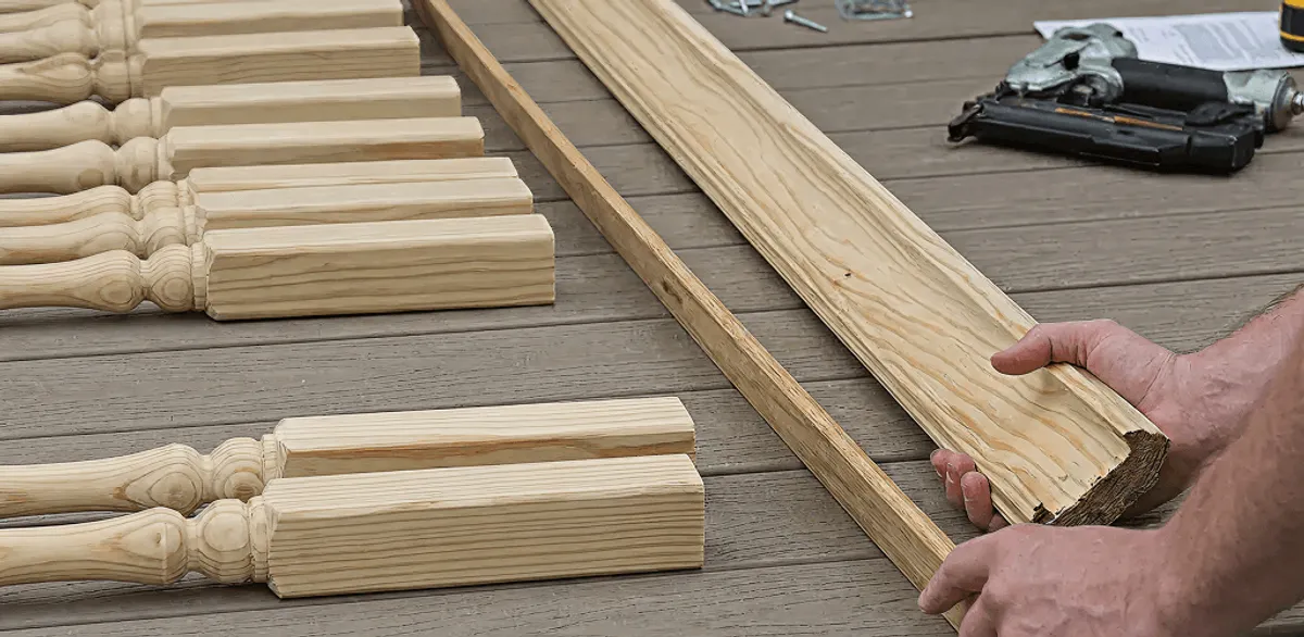 Handrail installation materials and wood components for stair rail work in Boston, MA