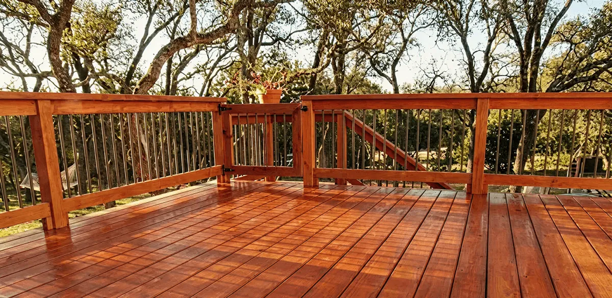 Deck sealing results with a freshly sealed wood deck in Boston, MA
